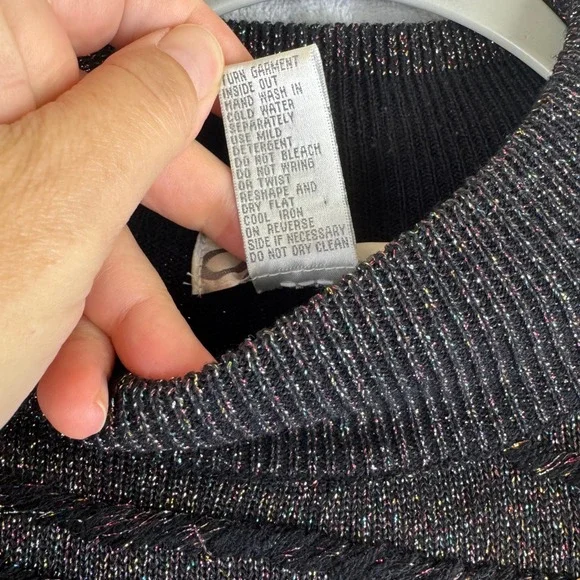 Dressbarn Metallic Sparkle Knit Sweater Mock Neck Black Womens 14/16 (1361) - Picture 3 of 10